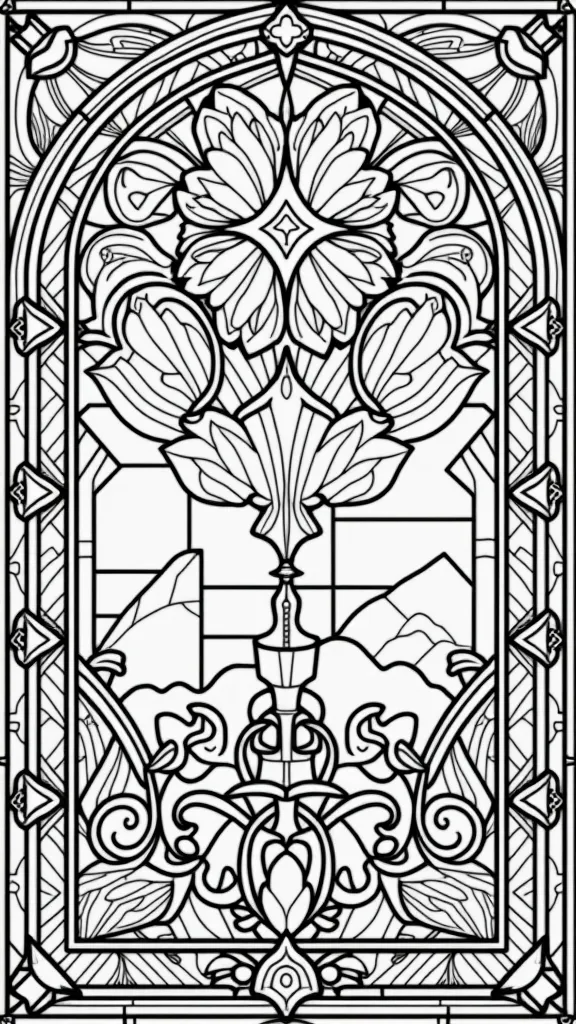 stained glass adult coloring pages